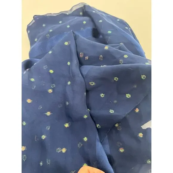 Christian Dior Blue Rare Metallic Flakes Large Shawl Scarf